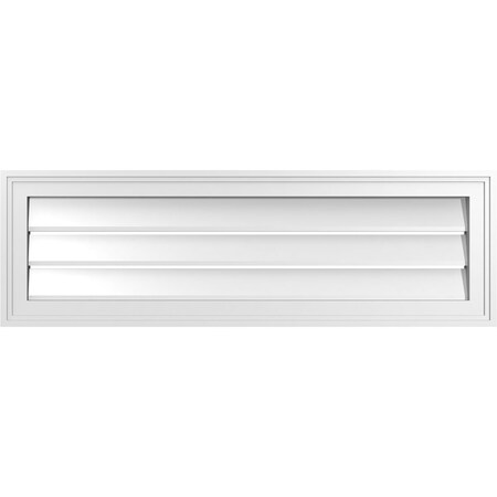 Ekena Millwork Vertical Surface Mount PVC Gable Vent: Functional, w/ 2"W x 1-1/2"P Brickmould Frame, 38"W x 12"H GVPVE38X1202SF